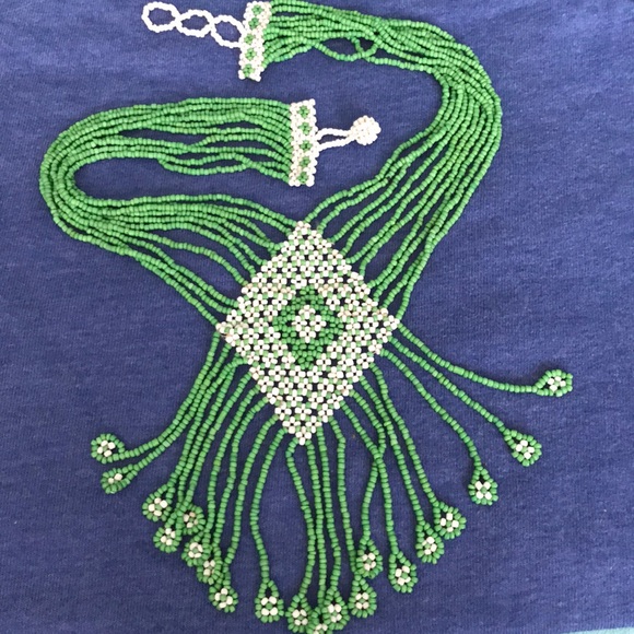 Vintage green bib statement necklace - Picture 2 of 3